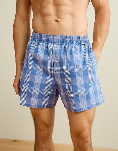 AEO Men's Poplin Plaid Classic Pocket Boxer Short