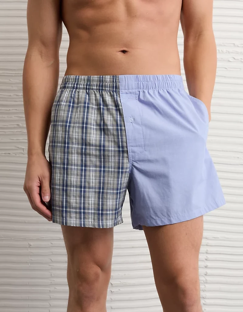 AEO Men's Plaid Stretch Poplin Pocket Boxer Short
