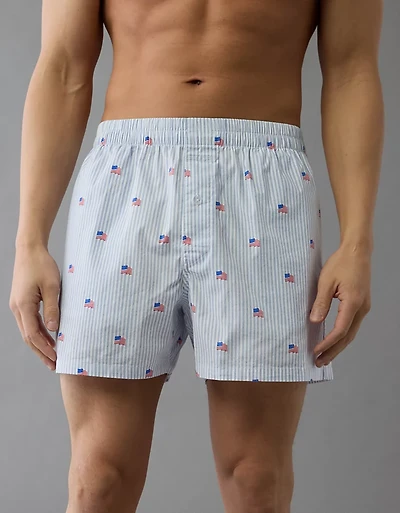 AEO Men's USA Flag Poplin Pocket Boxer Short