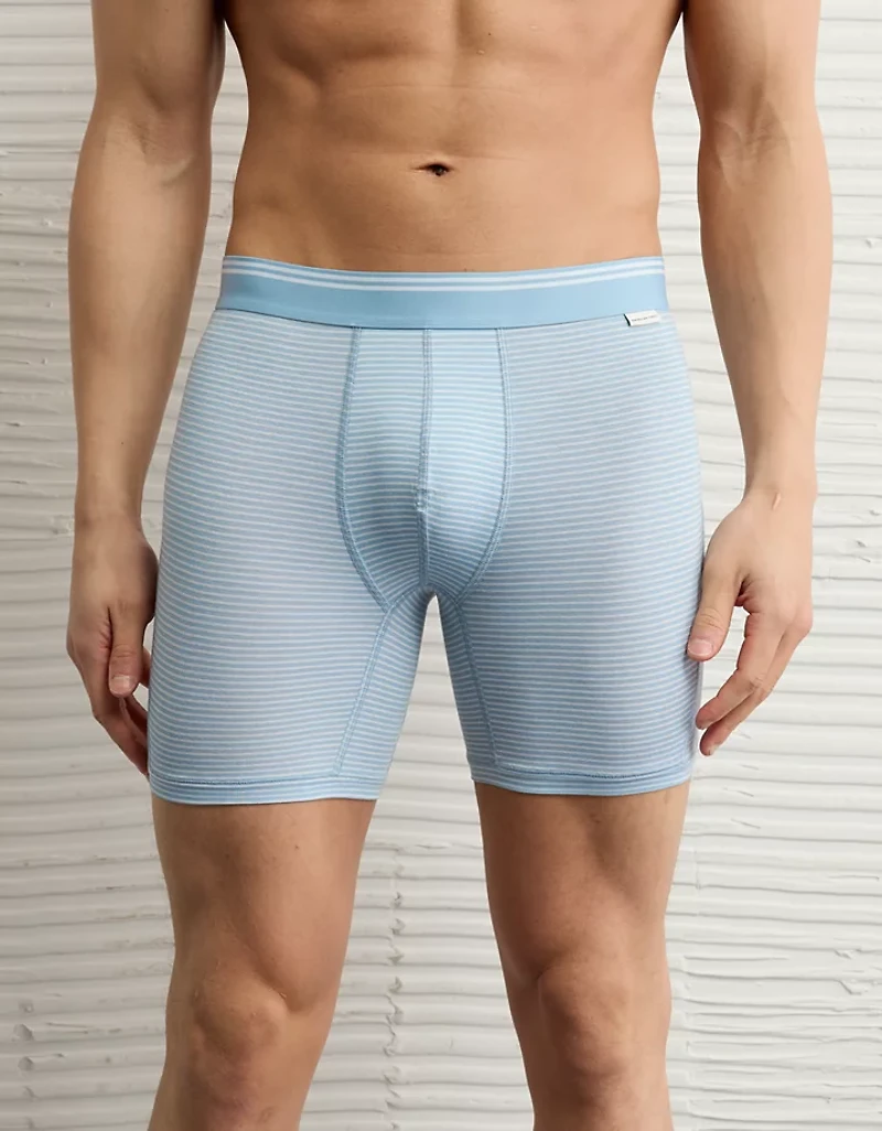 Caleçon boxeur ajusté ultradoux de 6 po à rayures pour hommes AEO