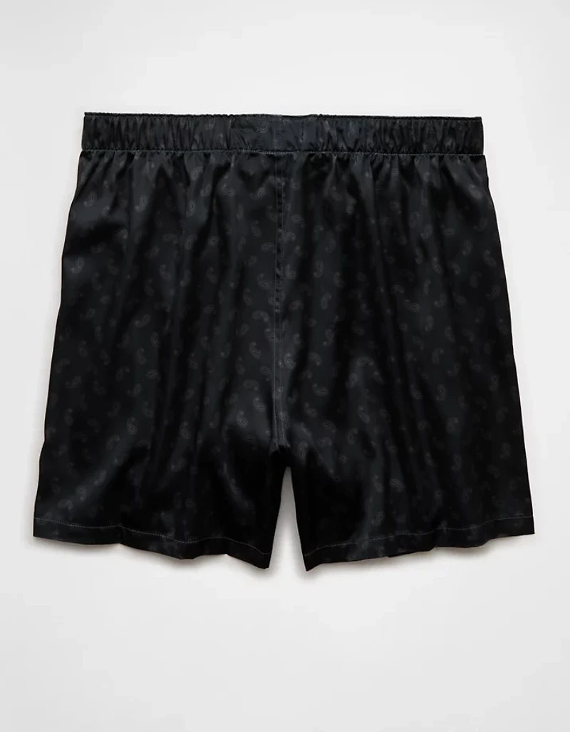 Caleçon boxeur à poche en satin motif cachemire pour hommes AEO