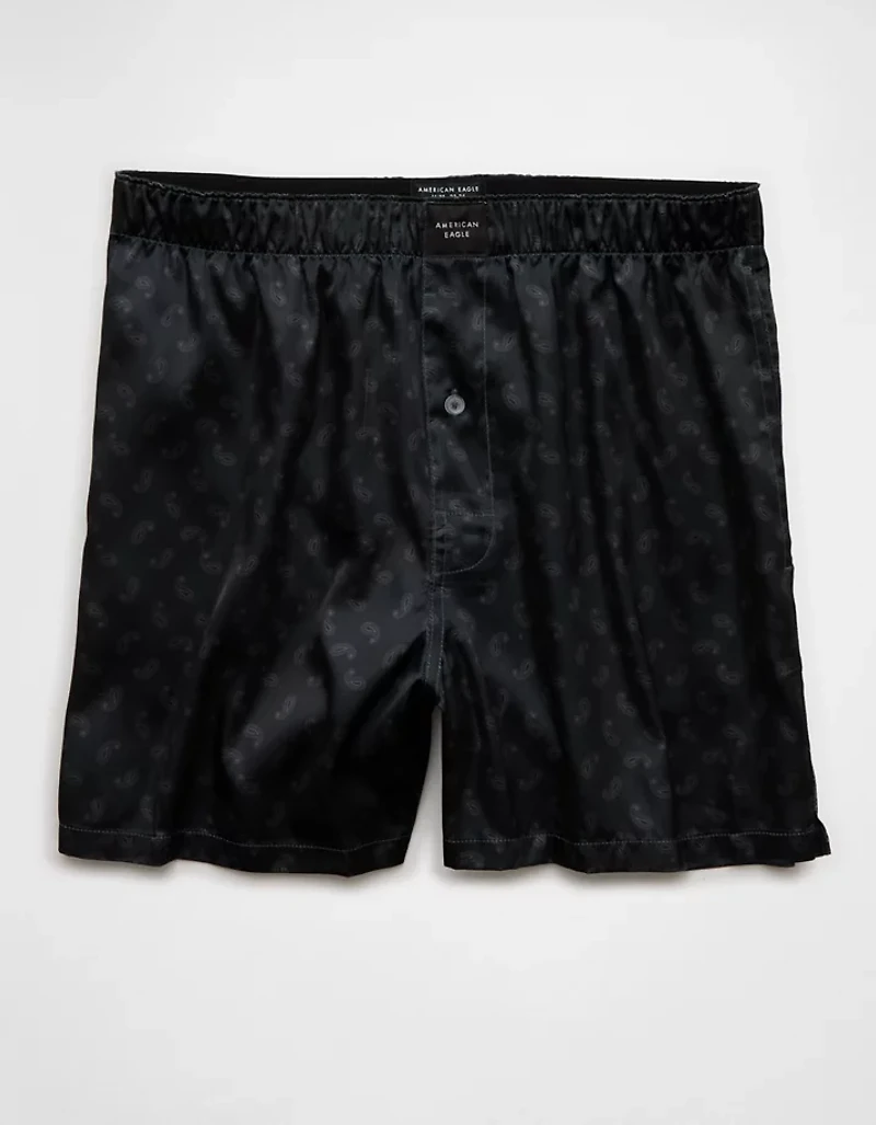 Caleçon boxeur à poche en satin motif cachemire pour hommes AEO