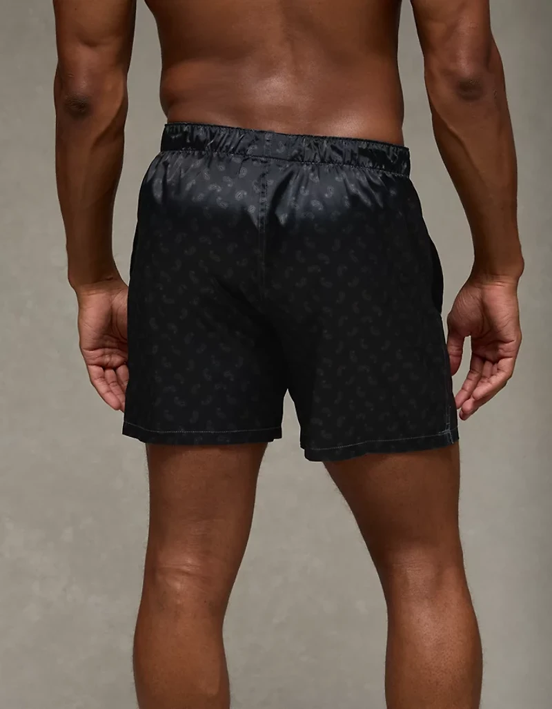 Caleçon boxeur à poche en satin motif cachemire pour hommes AEO