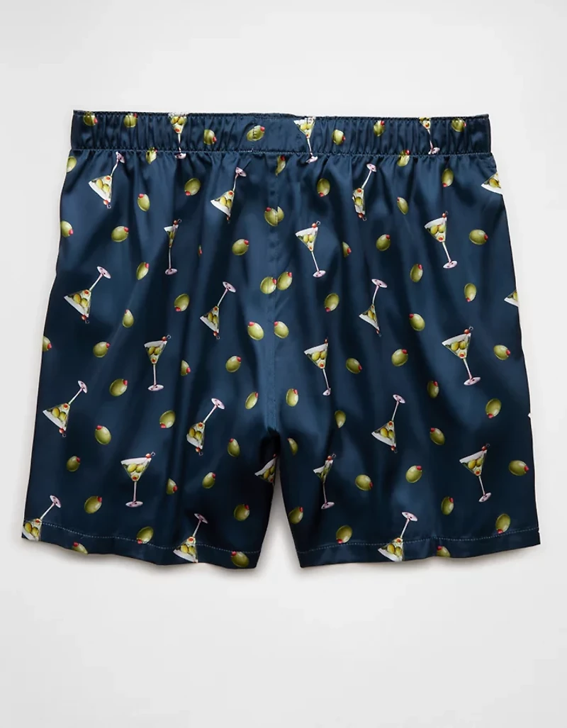 Caleçon boxeur à poche en satin olives pour hommes AEO