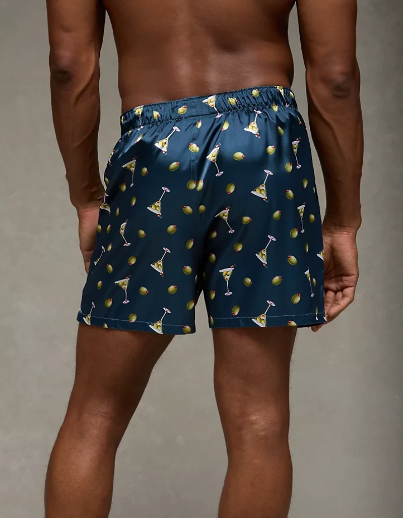 Caleçon boxeur à poche en satin olives pour hommes AEO