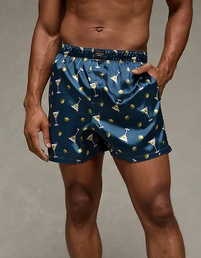 Caleçon boxeur à poche en satin olives pour hommes AEO