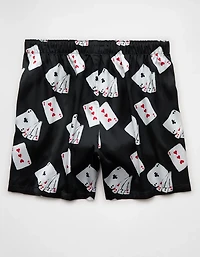 Caleçon boxeur à poche en satin cartes pour hommes AEO