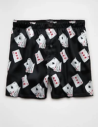 Caleçon boxeur à poche en satin cartes pour hommes AEO