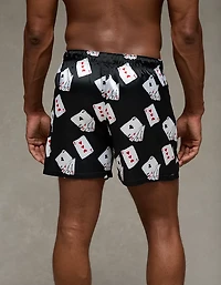 Caleçon boxeur à poche en satin cartes pour hommes AEO