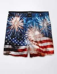 AEO Men's USA Fireworks Satin Pocket Boxer Short