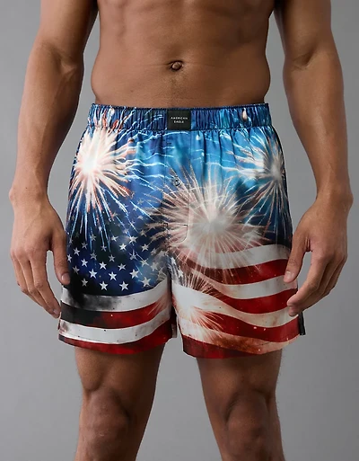 AEO Men's USA Fireworks Satin Pocket Boxer Short