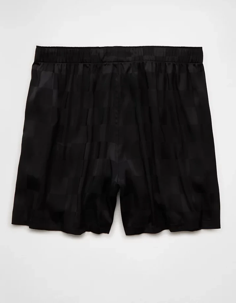 Caleçon boxeur à poche en satin damier pour hommes AEO