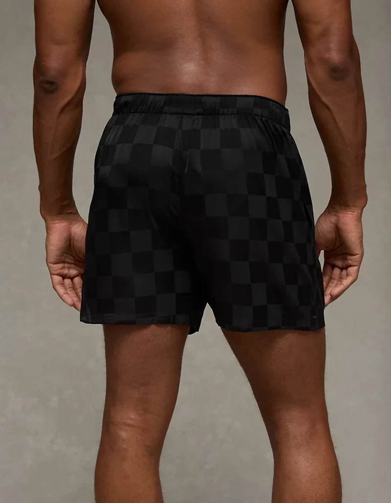 Caleçon boxeur à poche en satin damier pour hommes AEO