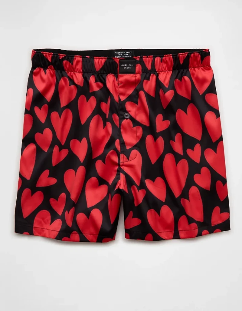 Caleçon boxeur à poche en satin de la Saint-Valentin pour hommes AEO