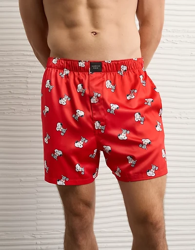 AE Men's Snoopy Satin Pocket Boxer Short