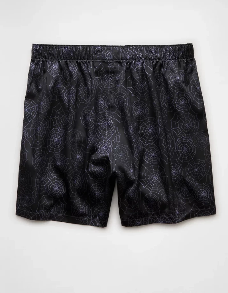Caleçon boxeur à poche en satin toiles d’araignée pour hommes AEO