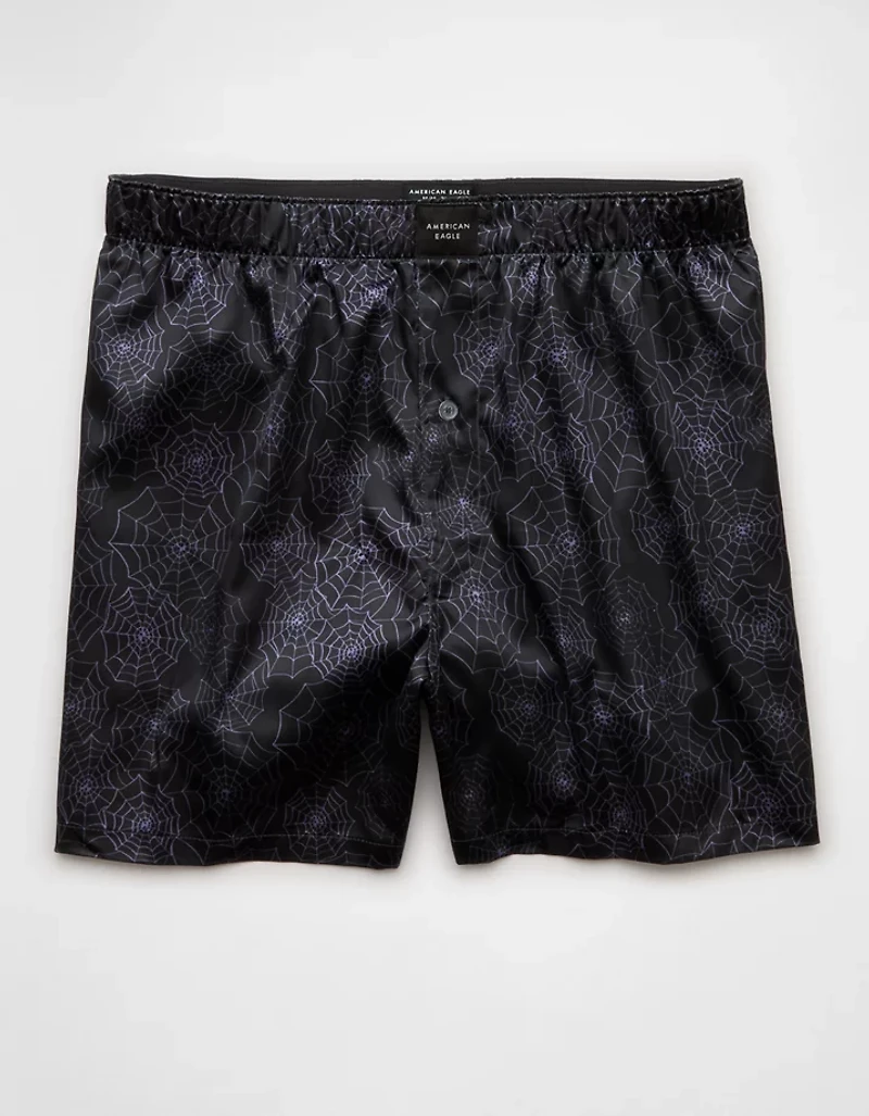 Caleçon boxeur à poche en satin toiles d’araignée pour hommes AEO