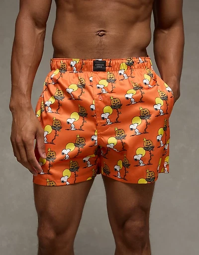 Caleçon boxeur à poche en satin Snoopy pour hommes AEO