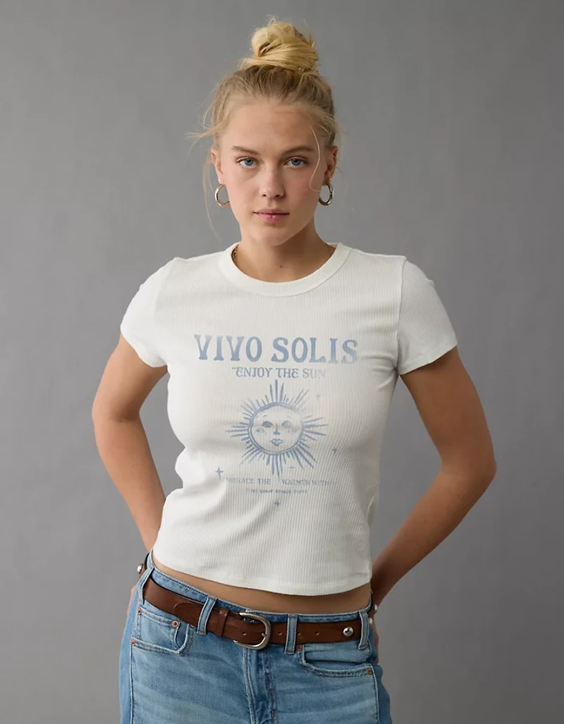 Petit t-shirt Hé à image de destination AE