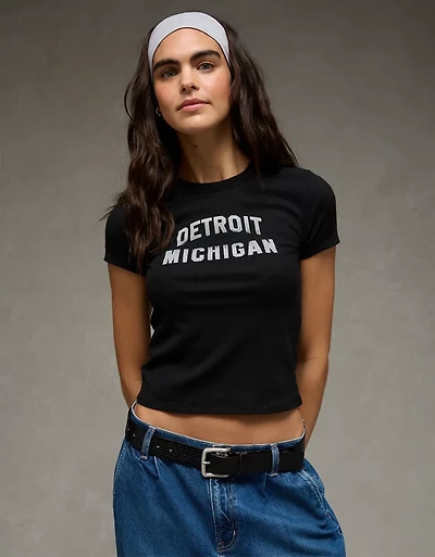 AE Detroit Michigan Graphic Hey Baby Tee
