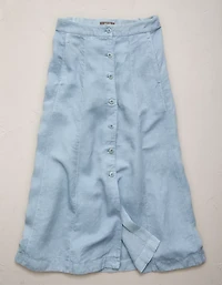 AE77 Linen-Blend Maxi Skirt