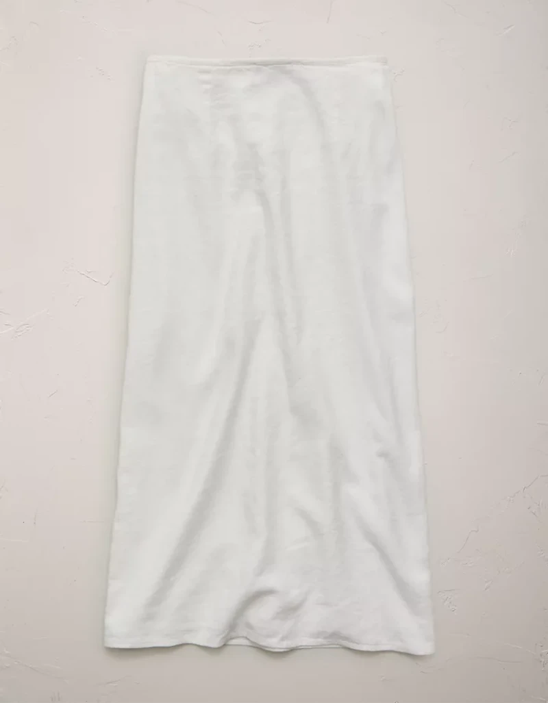 Jupe portefeuille mi-longue en mélange de lin AE77