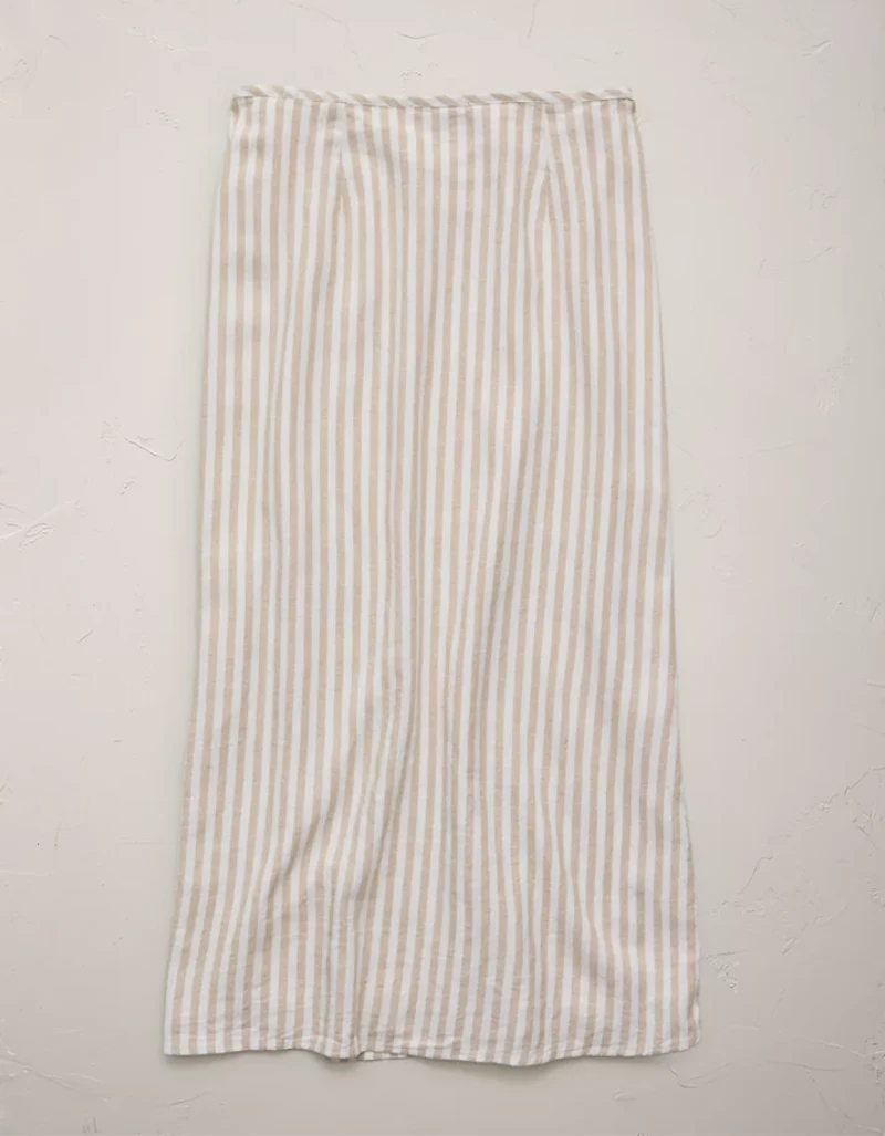 AE77 Linen-Blend Wrap Midi Skirt
