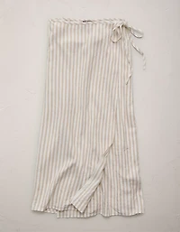 AE77 Linen-Blend Wrap Midi Skirt