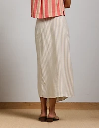 AE77 Linen-Blend Wrap Midi Skirt