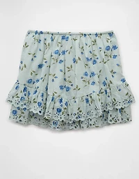 AE High-Waisted Embroidered Ruffle Mini Skirt