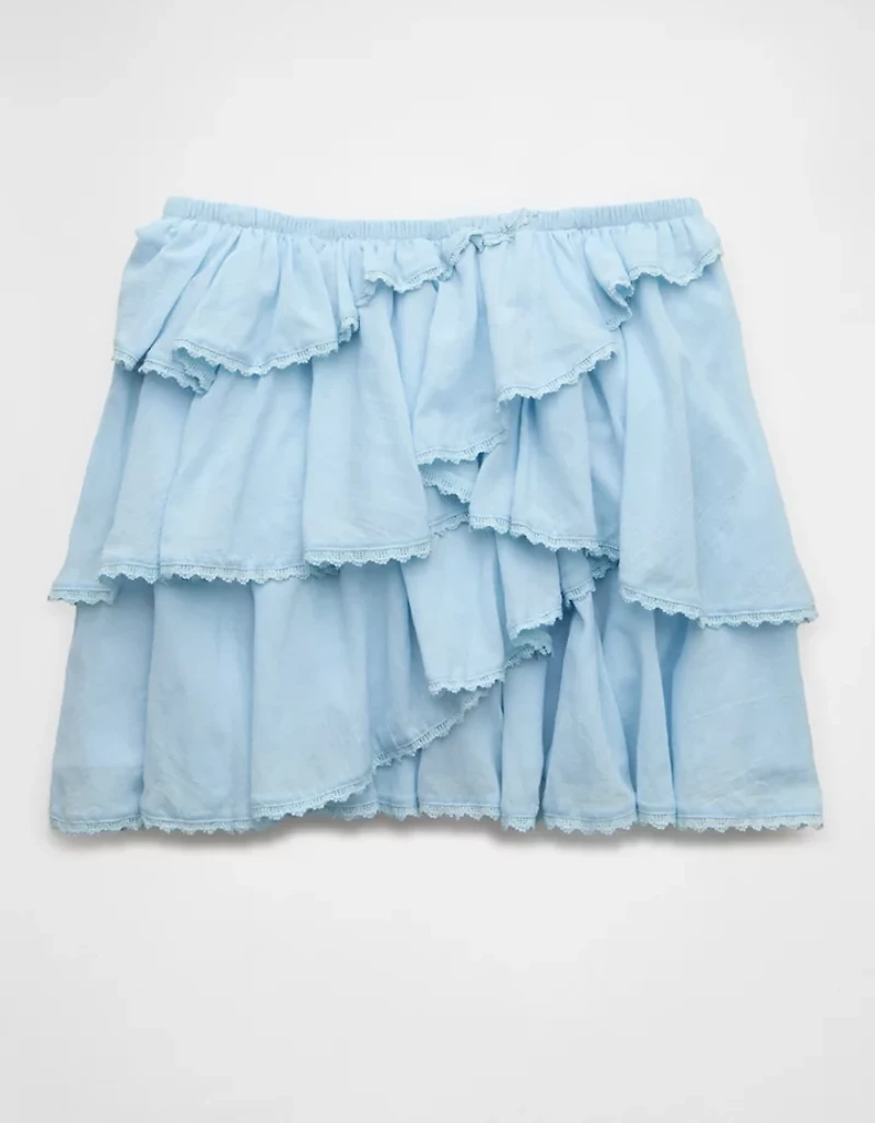 AE High-Waisted Asymmetrical Tiered Ruffle Mini Skirt
