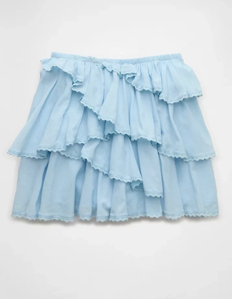 AE High-Waisted Asymmetrical Tiered Ruffle Mini Skirt