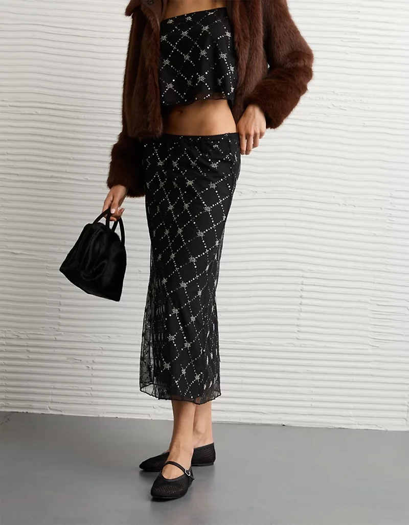 AE High-Waisted Sequin Maxi Skirt