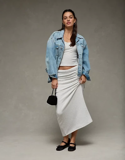 AE Cozy High-Waisted Foldover Maxi Skirt