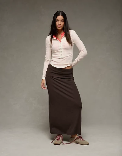 AE Cozy High-Waisted Foldover Maxi Skirt