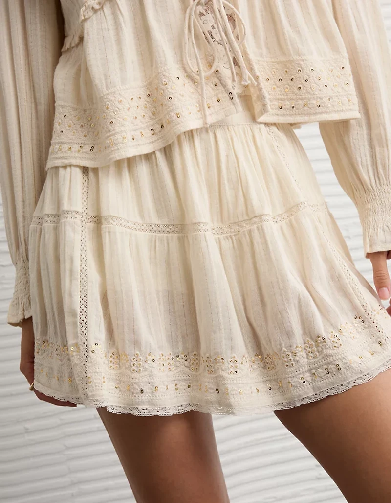 AE High-Waisted Lace Mini Skirt