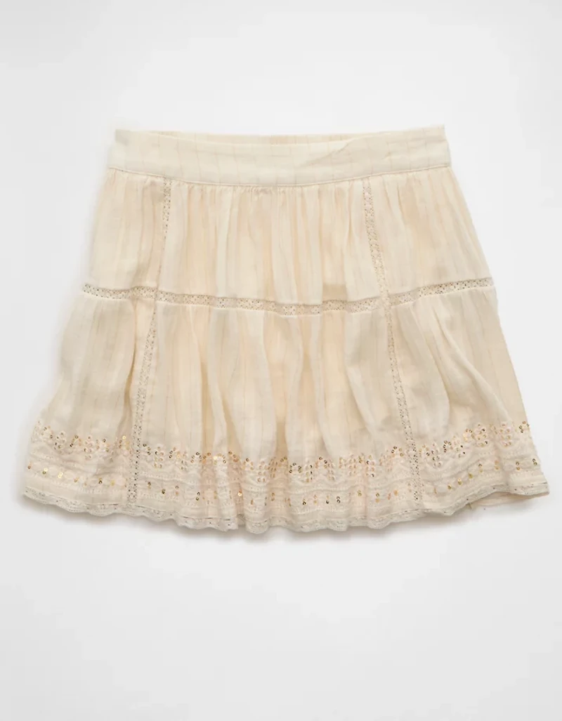 Minijupe en dentelle à taille haute AE