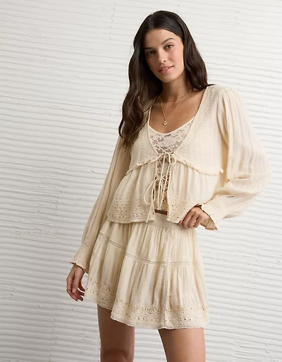 AE High-Waisted Lace Mini Skirt