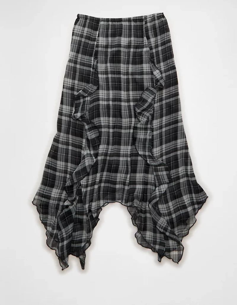 Jupe longue à carreaux taille haute AE