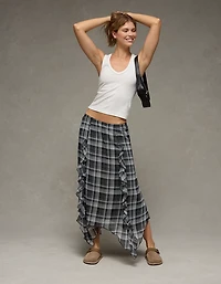 AE High-Waisted Plaid Maxi Skirt