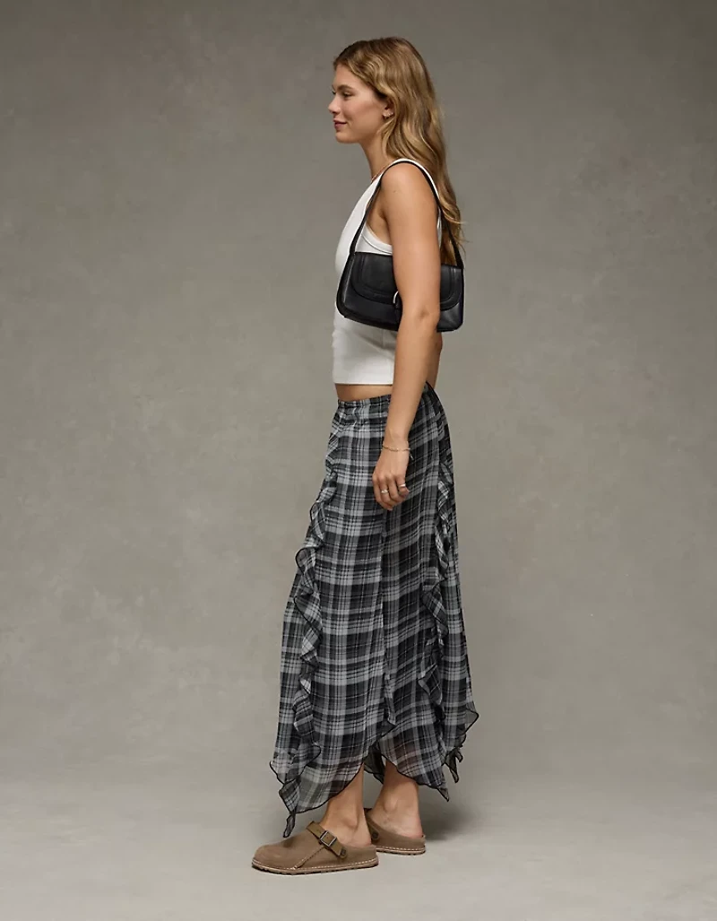AE High-Waisted Plaid Maxi Skirt