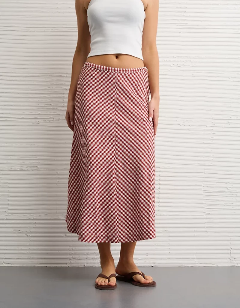 AE Linen-Blend Midi Skirt