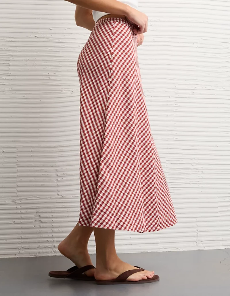 AE Linen-Blend Midi Skirt