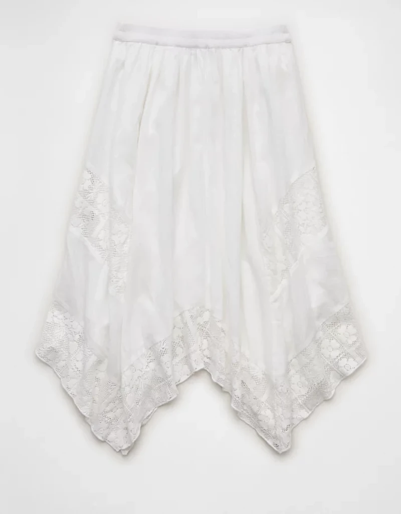 AE High-Waisted Lace Insert Midi Skirt