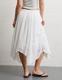 AE High-Waisted Lace Insert Midi Skirt