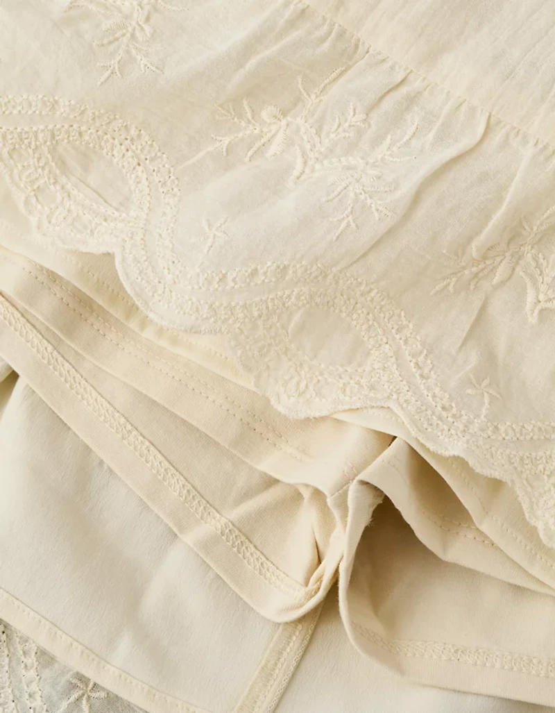 AE Mid-Rise Foldover Embroidered Mini Skort