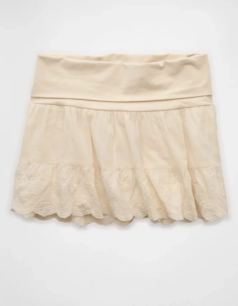 AE Mid-Rise Foldover Embroidered Mini Skort