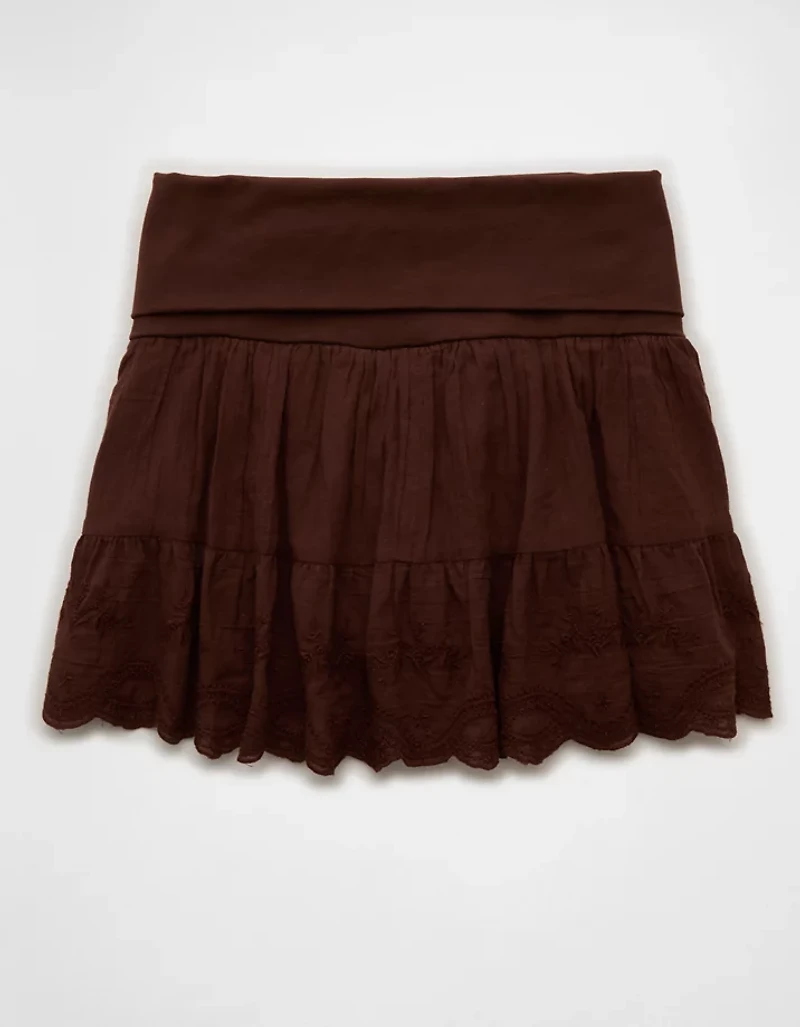 Minijupe brodée à rabat de taille moyenne AE