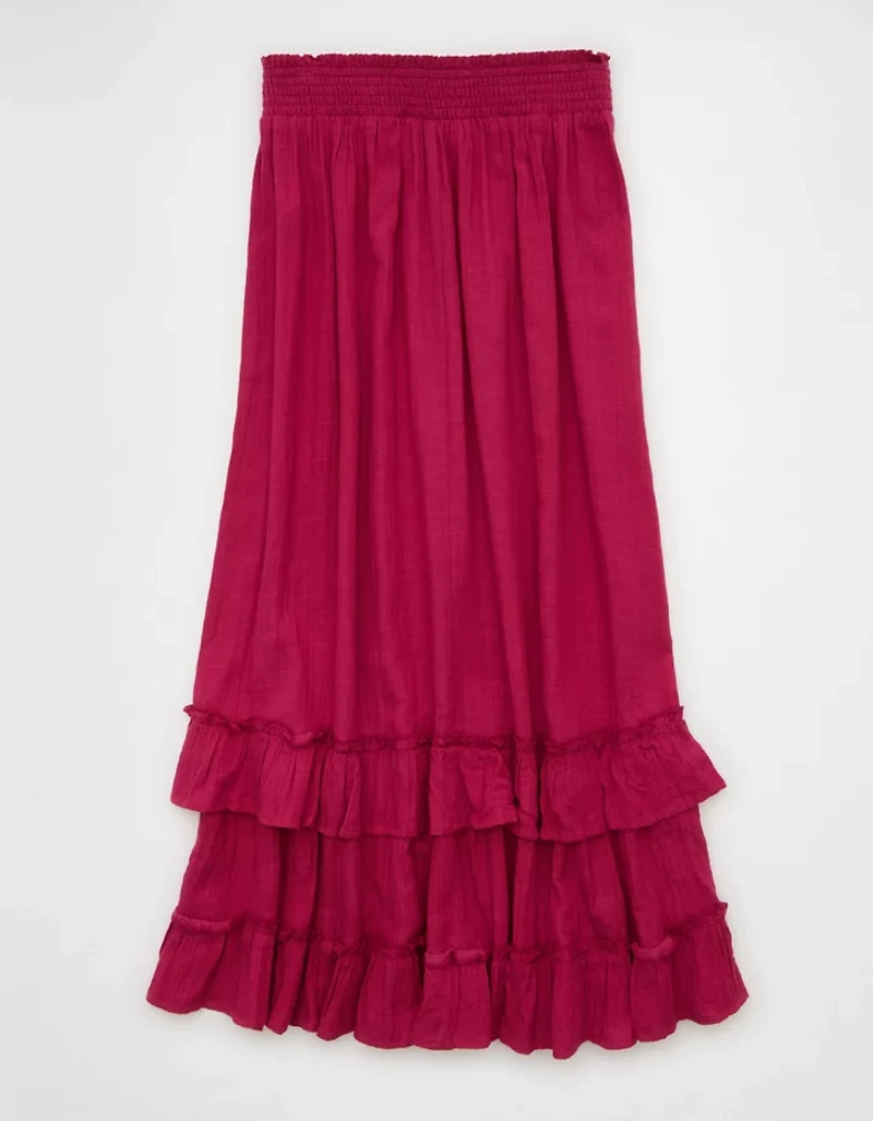 AE Mid-Rise Tiered Ruffle Maxi Skirt