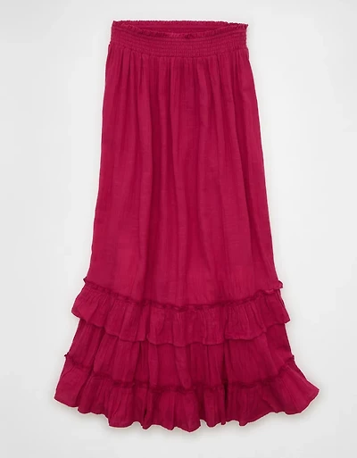 AE Mid-Rise Tiered Ruffle Maxi Skirt